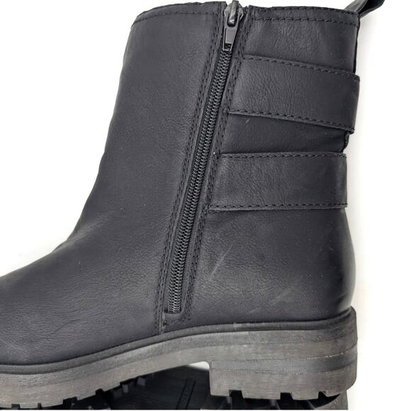 Lucky Brand Candre Double Buckle Lug Sole Boots Women's Black Size US10M EU41.5 - Picture 9 of 16